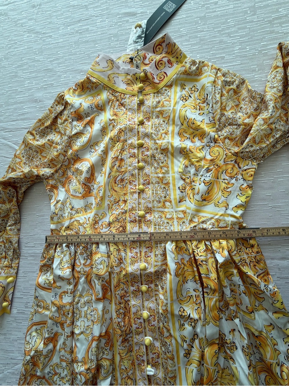 NWT Women’s Yellow Printed Belted Fit-and-Flare Dress size S - Picture 9 of 9